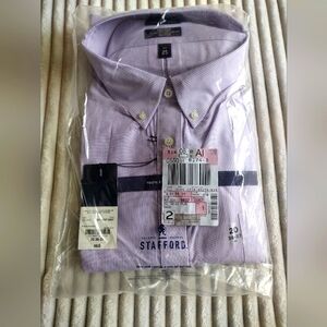 Stafford Men's Purple Stripe Shirt Big &Tall